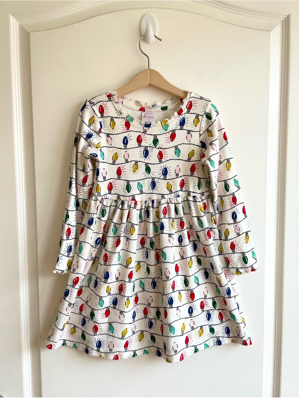 Hanna Andersson 100% Cotton Christmas String Lights Dress Size 5 Years Holiday